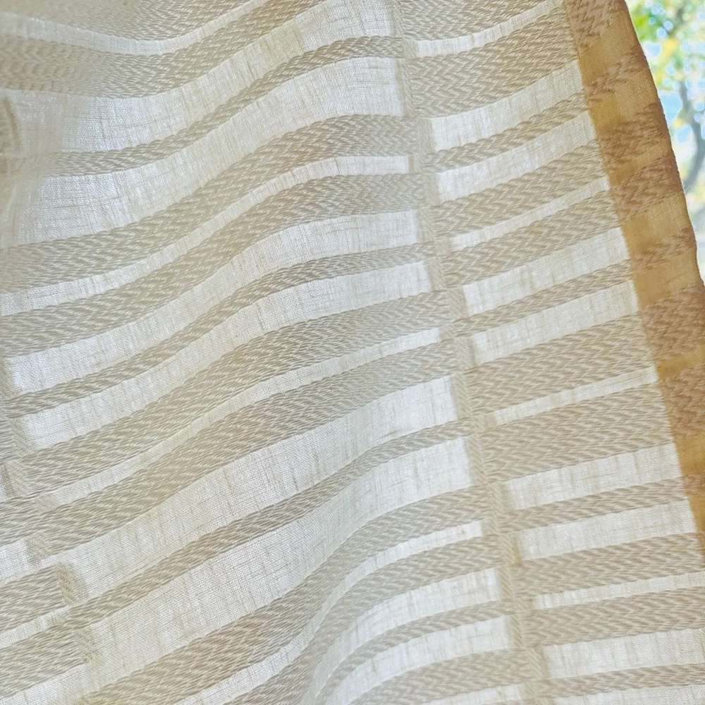 🌿 (Set of 2) West Elm Mixed Stripes Jacquard Curtain Panel – 48x96 — Cream